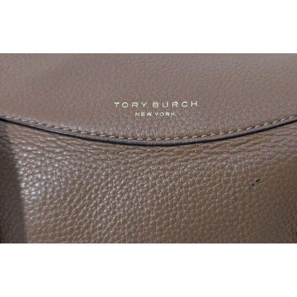 Tory Burch Perry Leather Satchel Bag Brown Moose w/ Red Interior - Picture 3 of 13